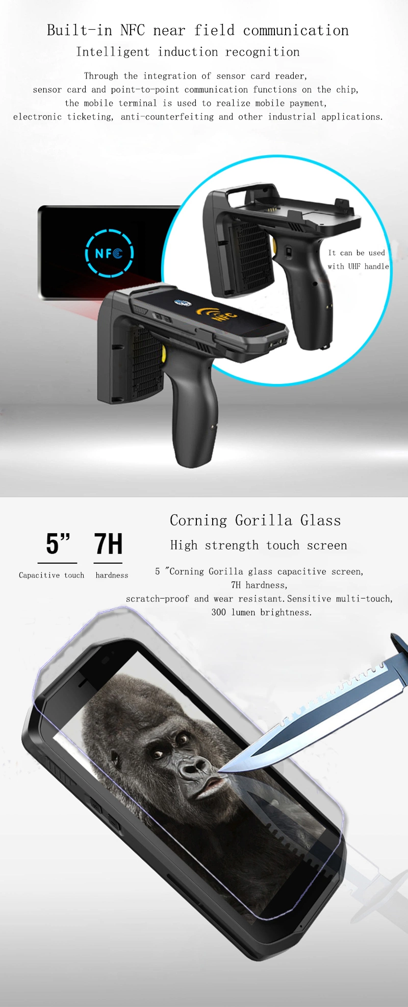 5 Android Rugged Smart Phone Handhelds PDA NFC 2D Barcode Scanner Docking Station